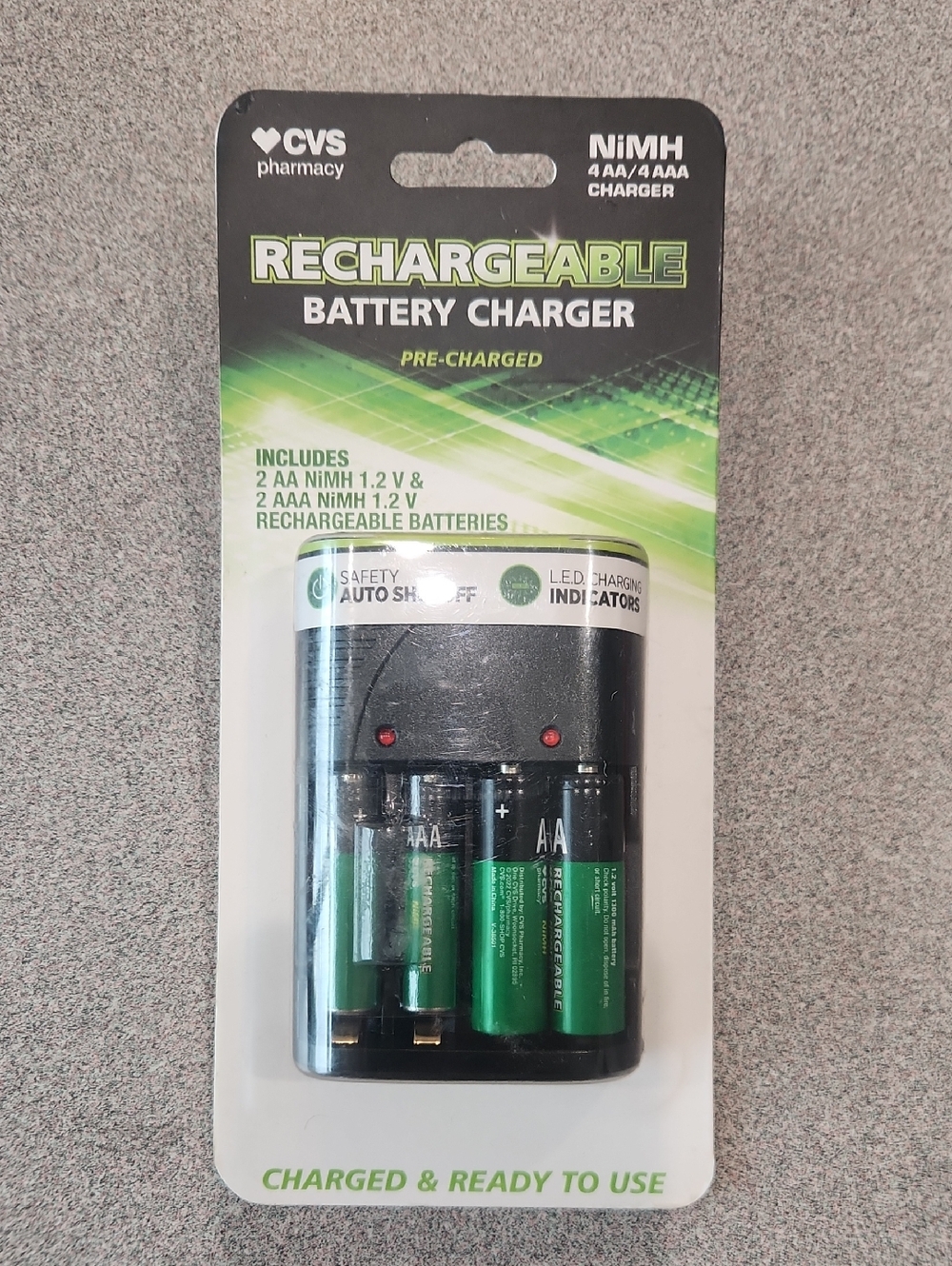 Battery Charger with Green AA and AAA Cells